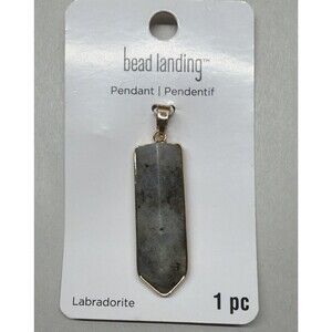 Bead Landing Labradorite Pendant Gold Finish Brass Nickel Free 51mm New w/ Tags